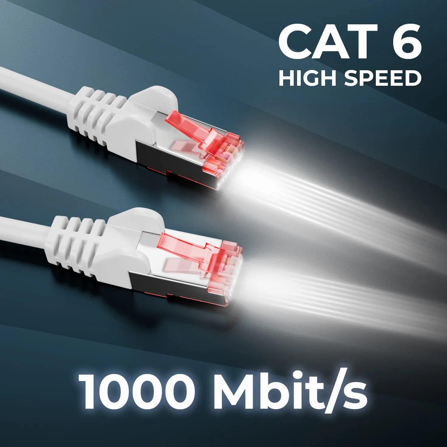 deleyCON 5x 0,5m CAT6 Patchkabel S/FTP PiMF Ekranowanie CAT-6 RJ45 Kabel Sieciowy Ethernet LAN DSL Switch Router Modem Access Point Patchfelder - Biały