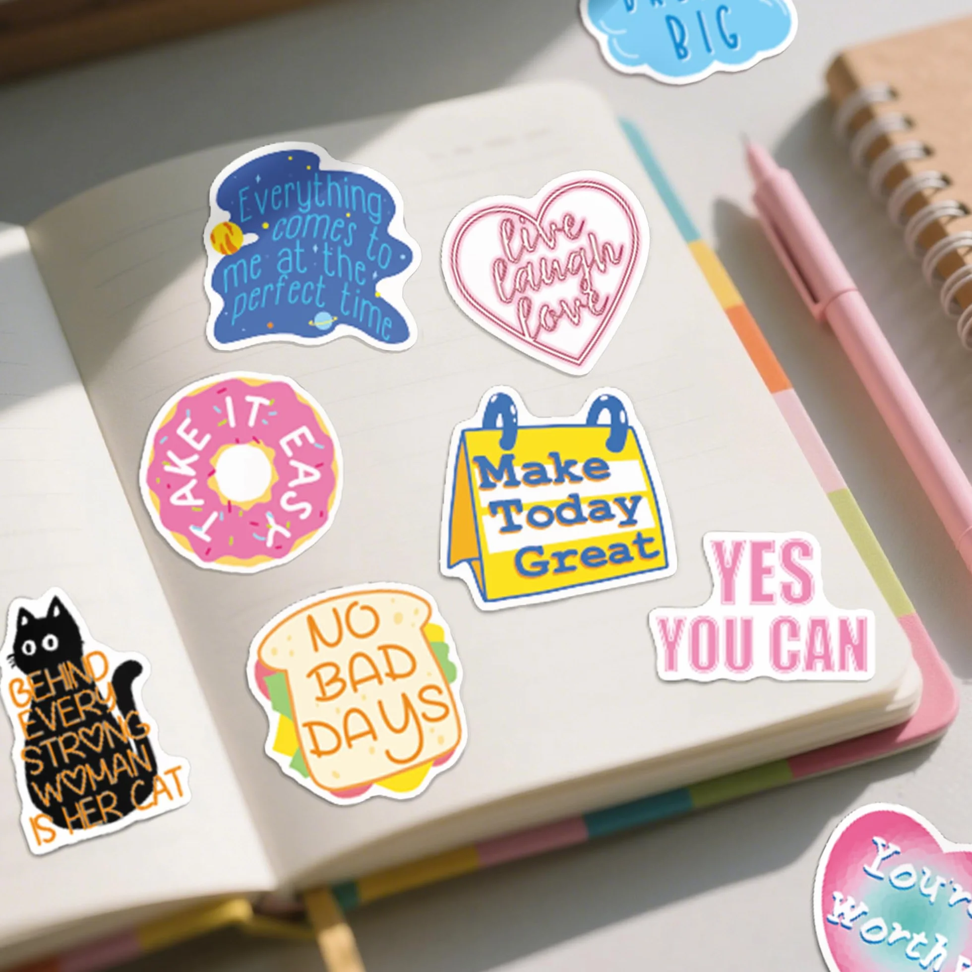 100 sztuk naklejek motywacyjnych z sentencjami, pozytywne afirmacje, inspirujące naklejki motywacyjne, wodoodporne, winylowe, zestaw naklejek na laptopa, do scrapbookingu, dziennika, deskorolki