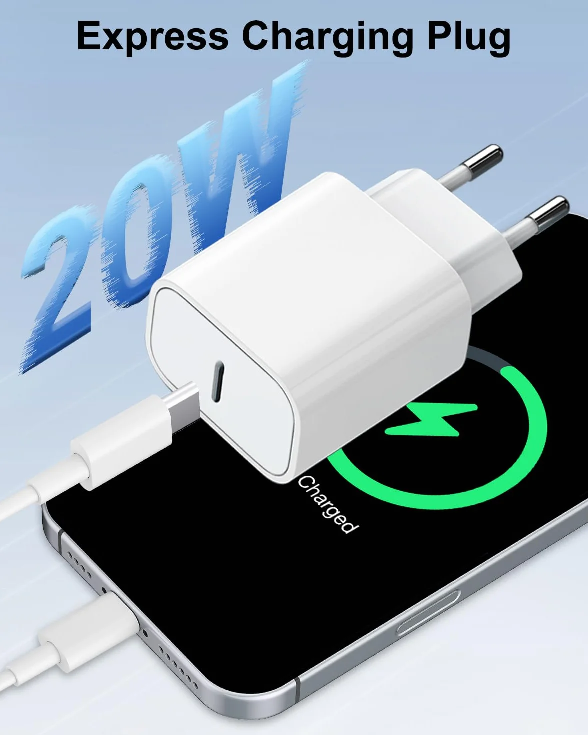 Ładowarka do iPhone z kablem do ładowania 2 m [certyfikat Apple MFi], 20 W ładowarka USB C, szybka ładowarka do iPhone'a, zasilacz USB C, adapter Fast Charger Adater USB C do iPhone 14 13 12 11 Pro