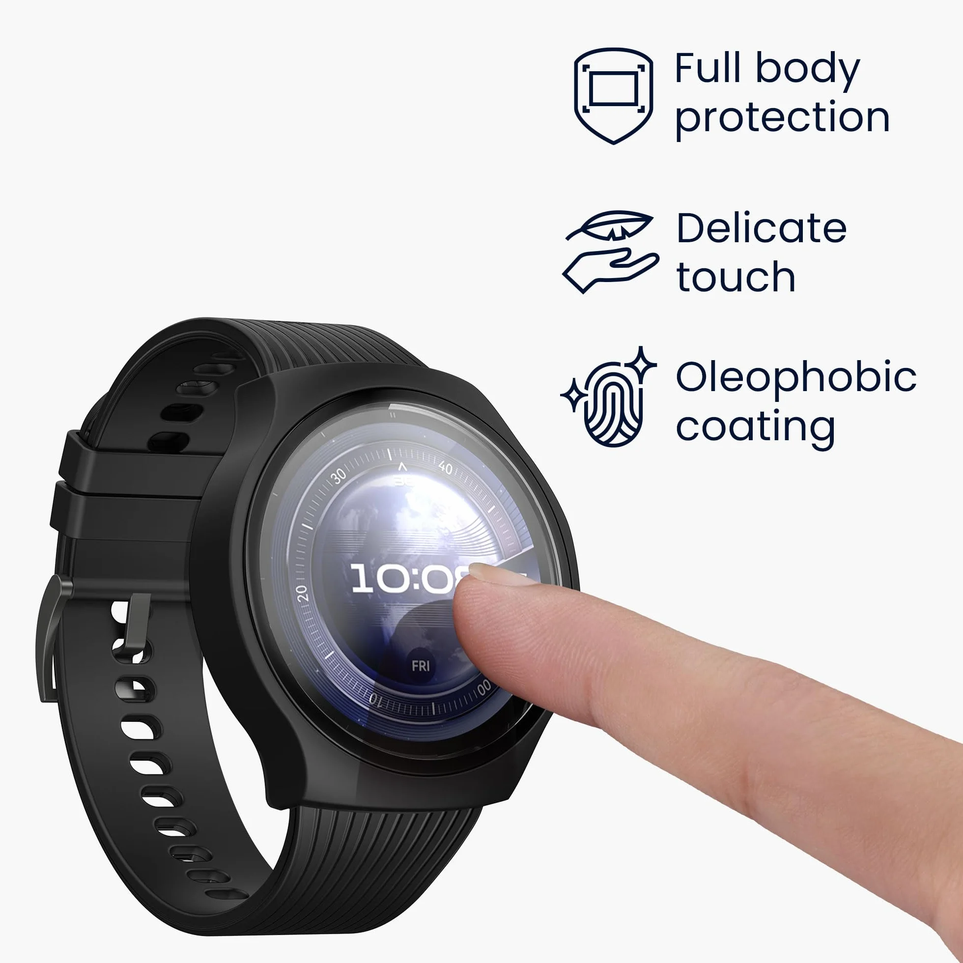 kwmobile Etui kompatybilne z Huawei Watch 5 46 mm obudowa z hartowanego szkła czarno-srebrna