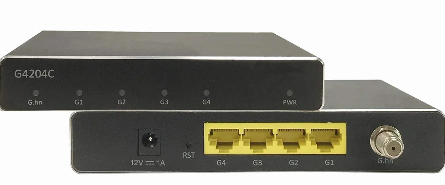 GIGA Copper G4204C - G.hn Wave2 EoC Modem - Gigabit Ethernet Over Coax Adapter Bridge (1600 Mbps, latencja <1ms, 2-200MHz, 4xGE)