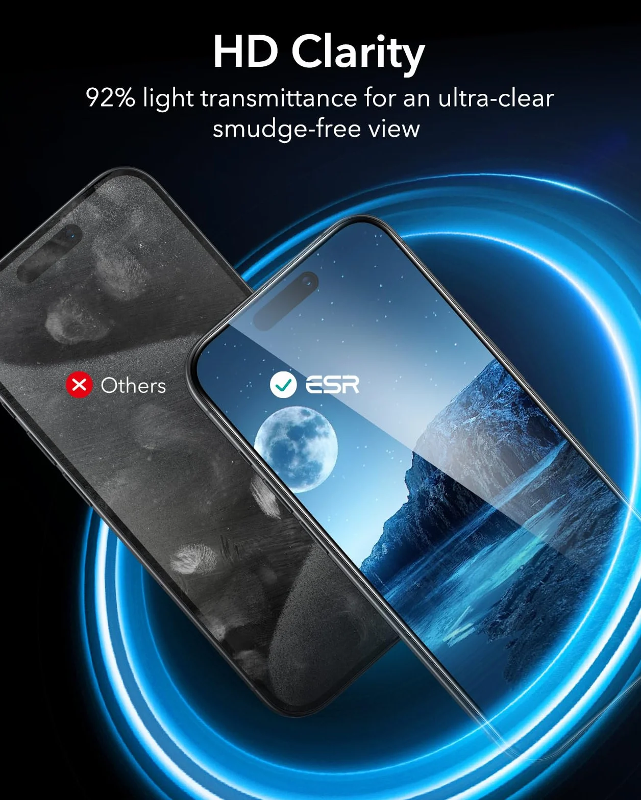 ESR 3-pak dla iPhone'a 16 Pro, twardość 9H, nietłukąca się folia ze szkła hartowanego z nieskazitelnym dopasowaniem