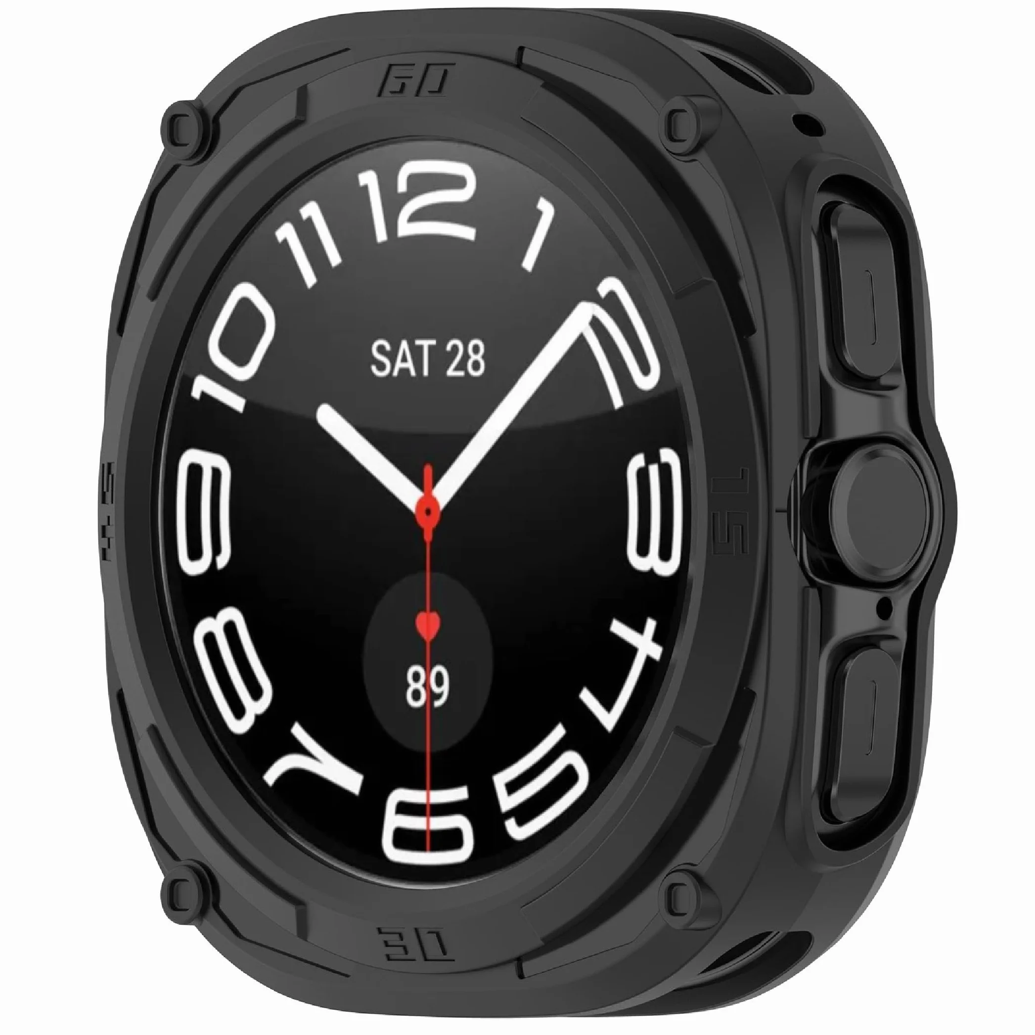GIOPUEY Etui kompatybilne z Samsung Galaxy Watch Ultra 47 mm, miękkie i lekkie, wysokiej jakości silikon TPU, etui ochronne, czarne