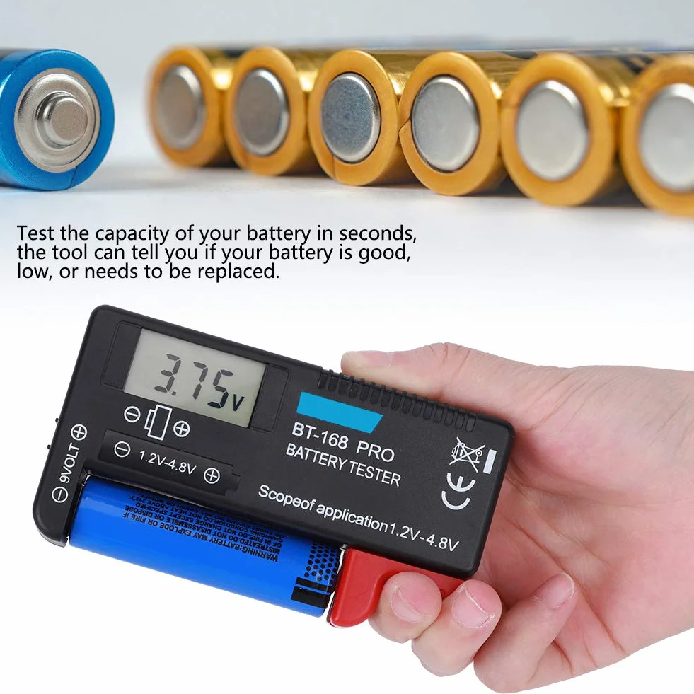 Tester baterii kompaktowy 1,2 V - 4,8 V LCD cyfrowy do małych baterii guzikowych