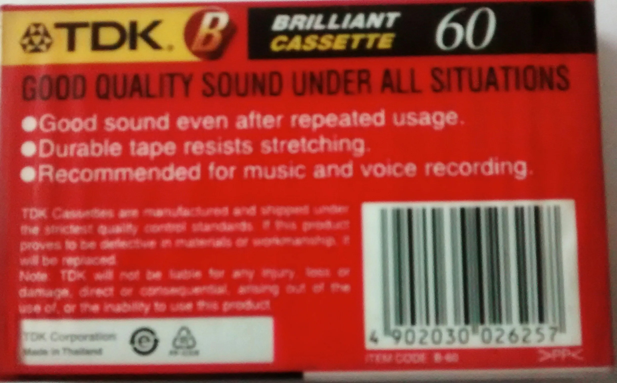 TDK B60 Cassette Tape