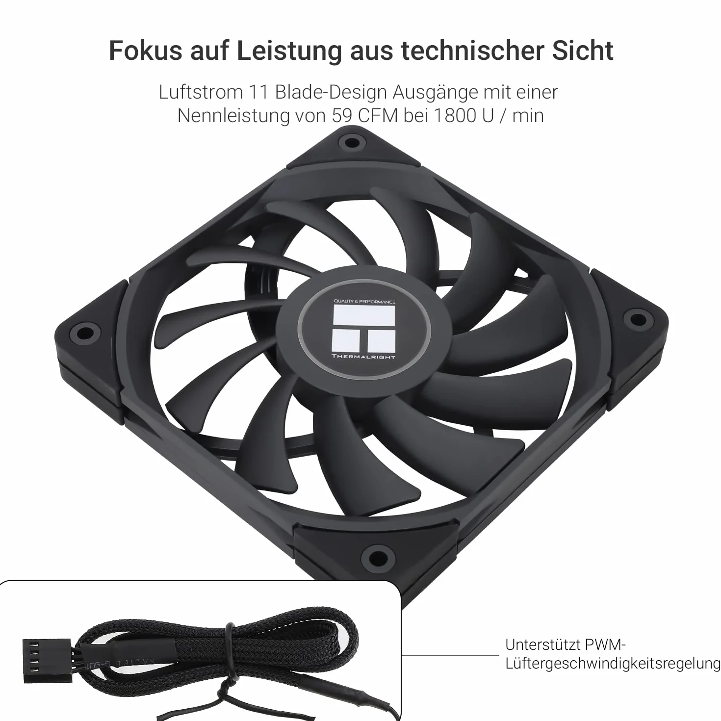 Thermalright C12015B Wentylator obudowy komputera 120 mm 15 mm 4-pin PWM cichy czarny
