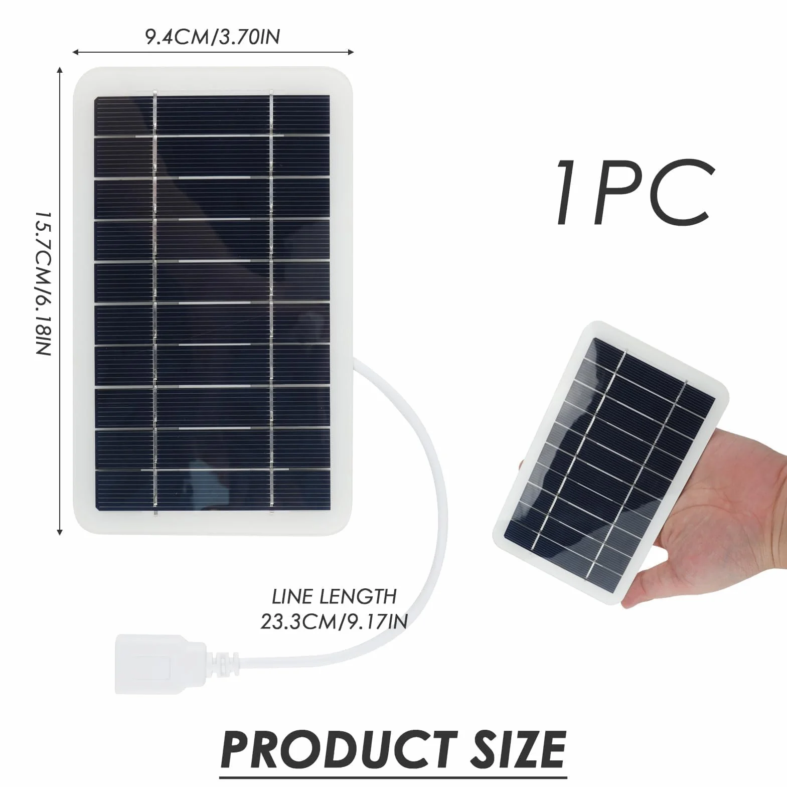Przenośny podróżny panel słoneczny 2 W ze złączem USB 5 V, ładowarka słoneczna do telefonów komórkowych, power bank, aktywności na świeżym powietrzu, wodoodporny i trwały
