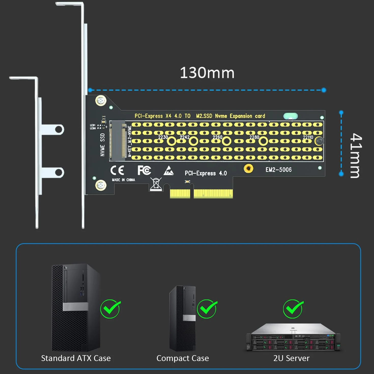 GLOTRENDS PA22110 Adapter M.2 NVMe do PCIe 4.0 X4 dla 22110 M.2 NVMe SSD