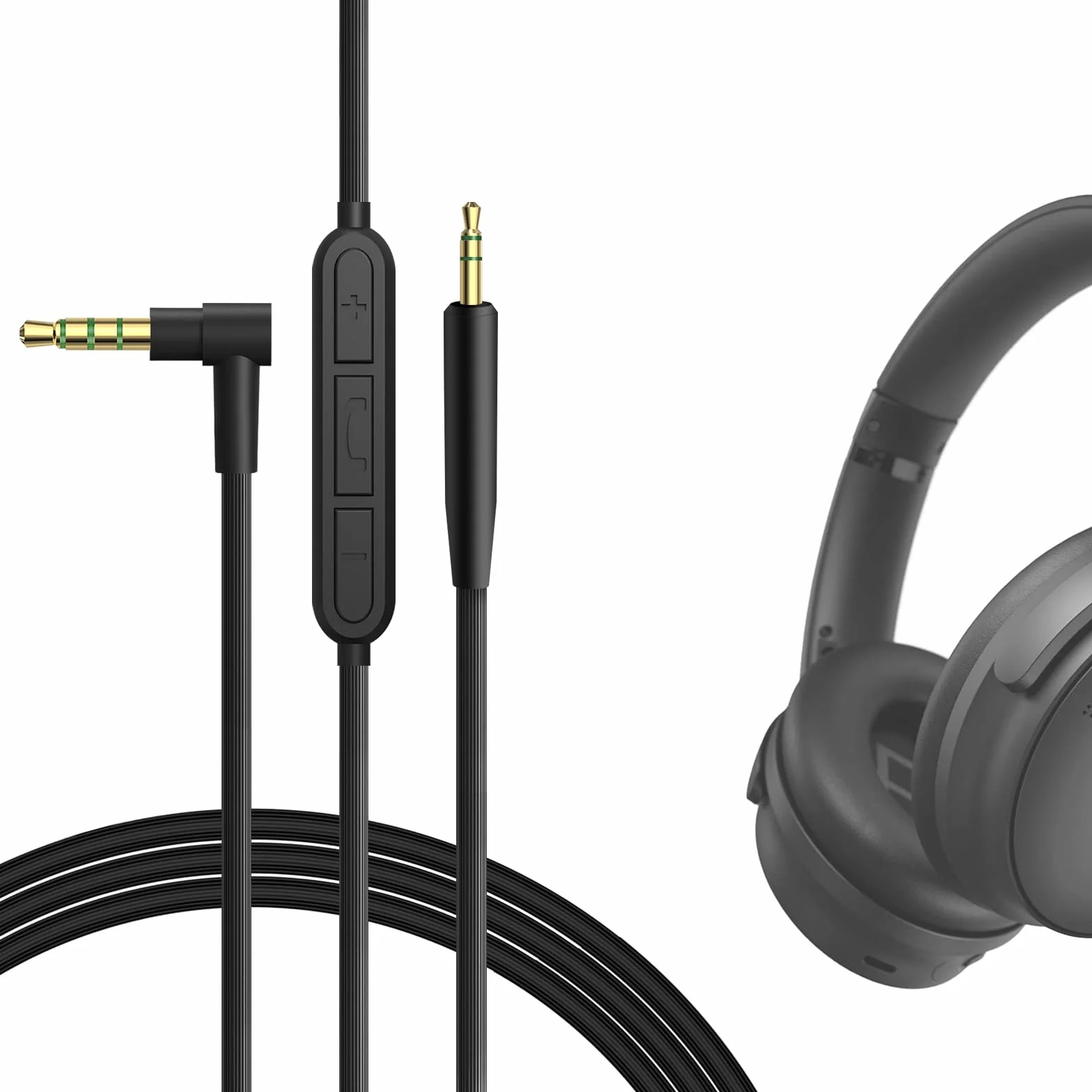 Kabel audio z mikrofonem Geekria kompatybilny z Bose QuietComfort Ultra II/SE/45/35 II, zamienny kabel stereo 3,5 mm na 2,5 mm z mikrofonem (1,2 m)