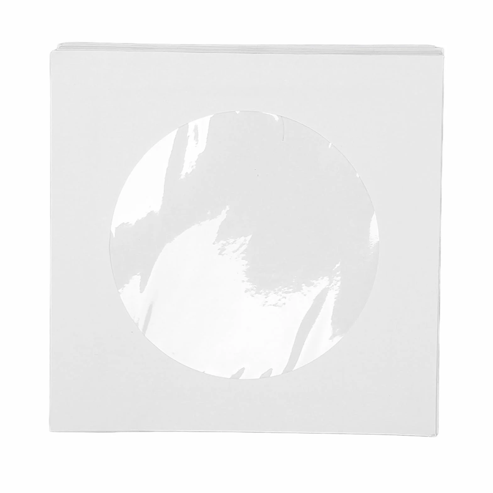 100 Pack Gruby Biały Papier CD DVD Koperta z Wycięciem w Oknie i klapką, Pyłoszczelne Rękawy Wielokrotnego Użytku na Płyty 8 Cm
