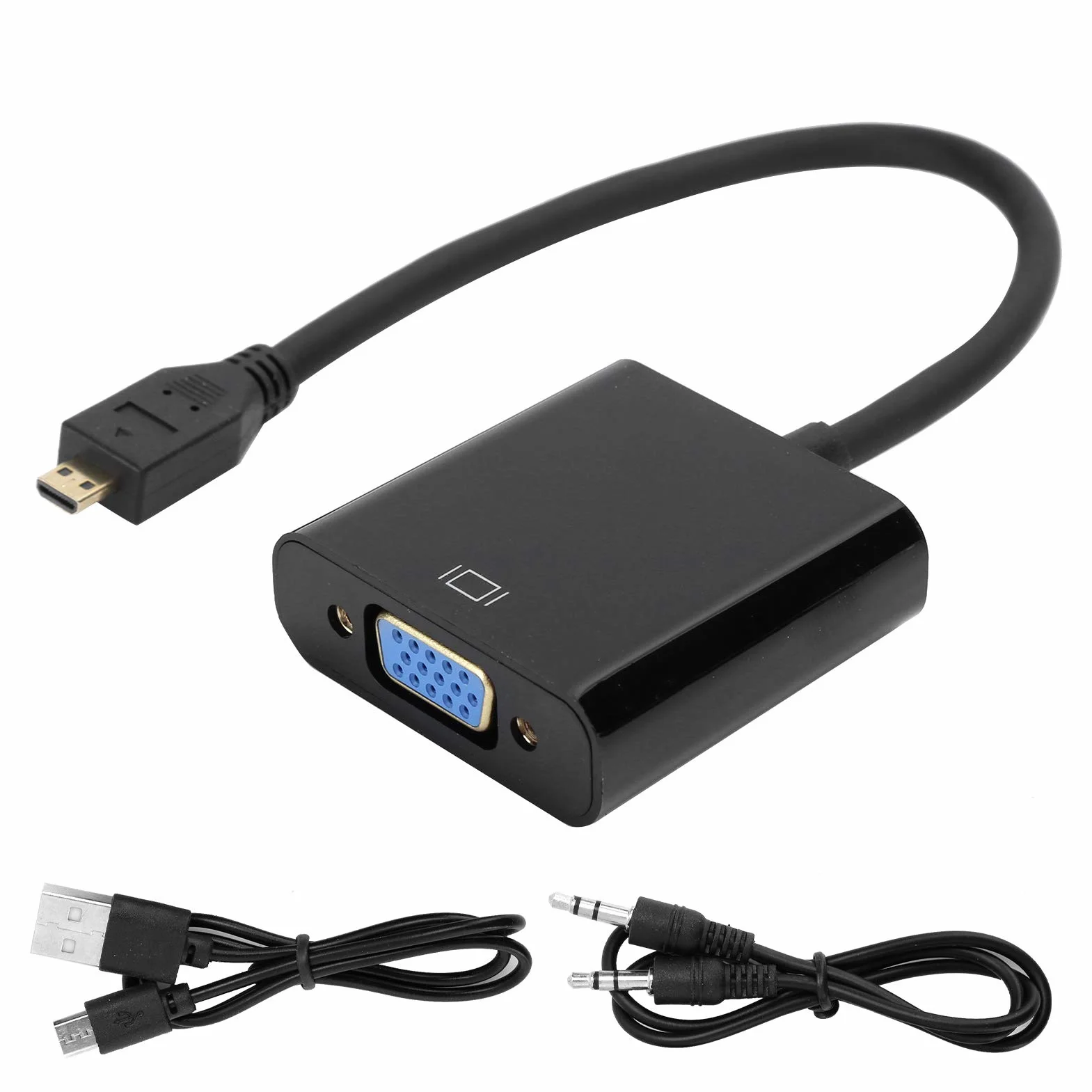 Vbestlife Konwerter wideo Micro HDMI na VGA 1080P pozłacany 24-karatowym złotem do 4B