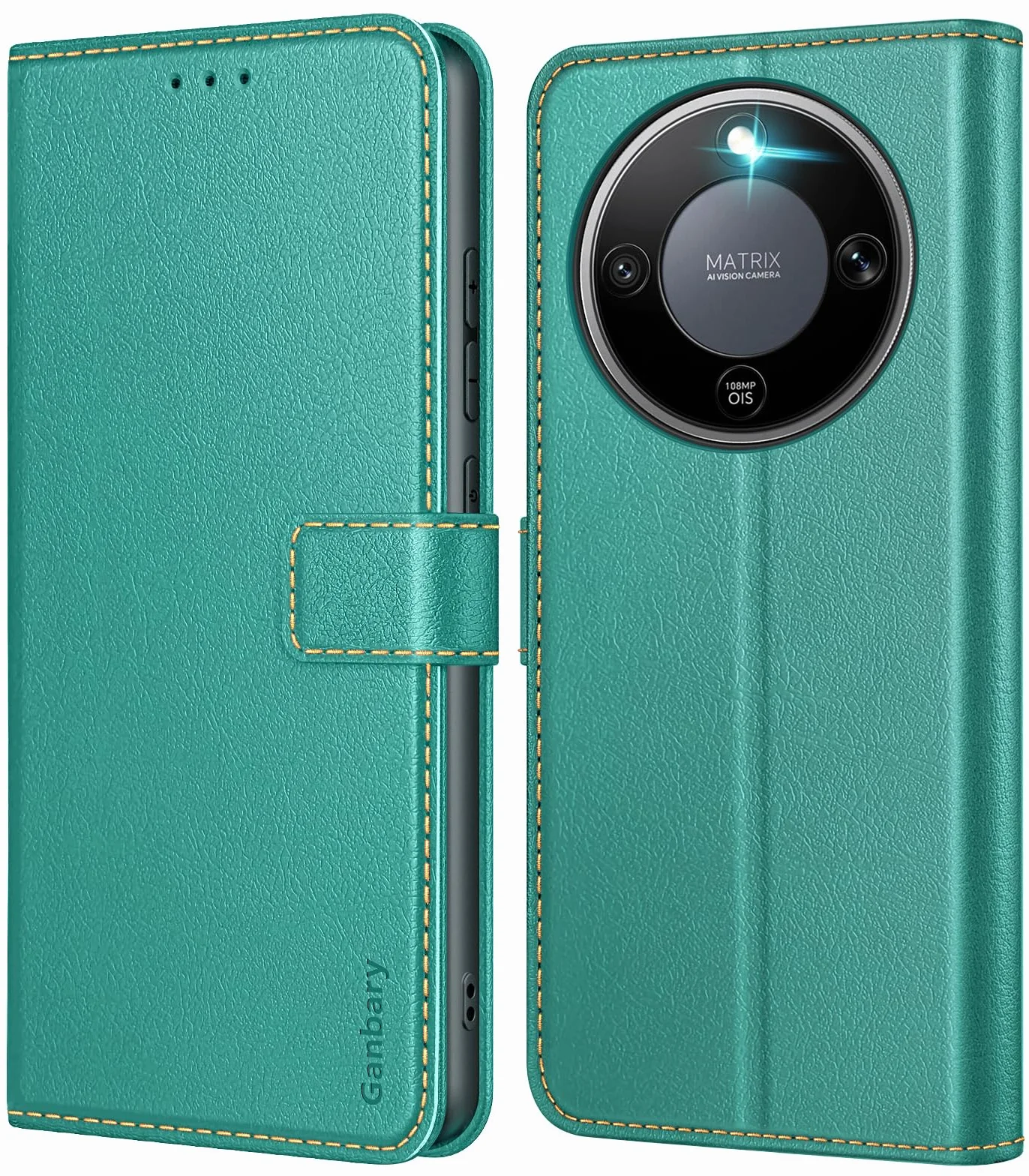 Etui kompatybilne z Honor Magic 8 Lite, skórzane etui z klapką, turkusowe