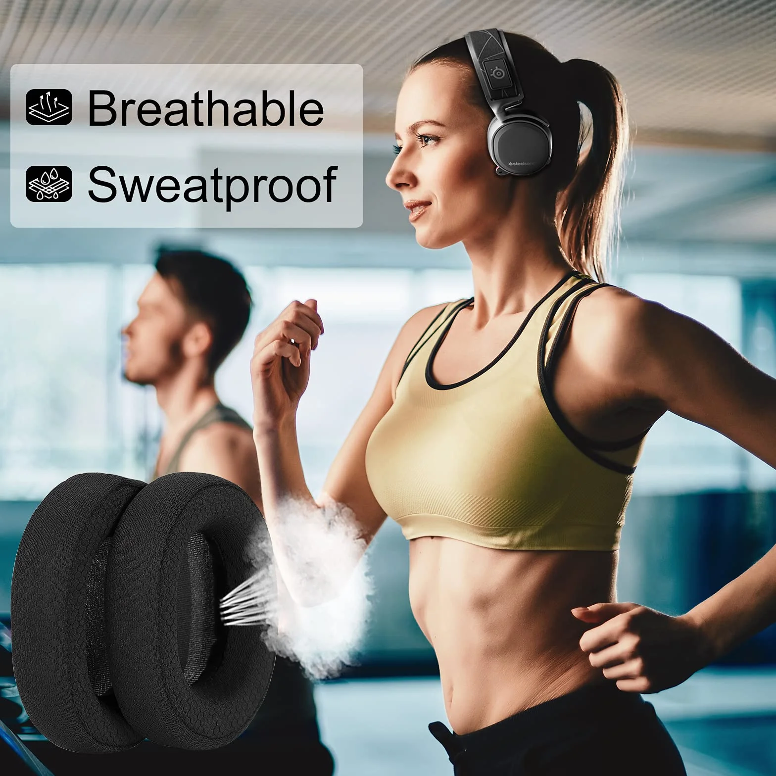 Yizhet 1 para wymiennych nauszników kompatybilnych ze SteelSeries Arctis 3 5 7 9X Pro słuchawkam, kolor srebrny