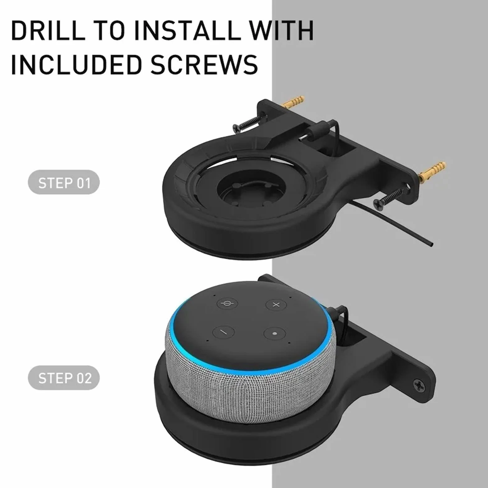 Keenso Głośnik Montażowy na ścianie ABS Uchwyt do Echo Dot 4. Generacja, Bezpieczny Projekt Blokady