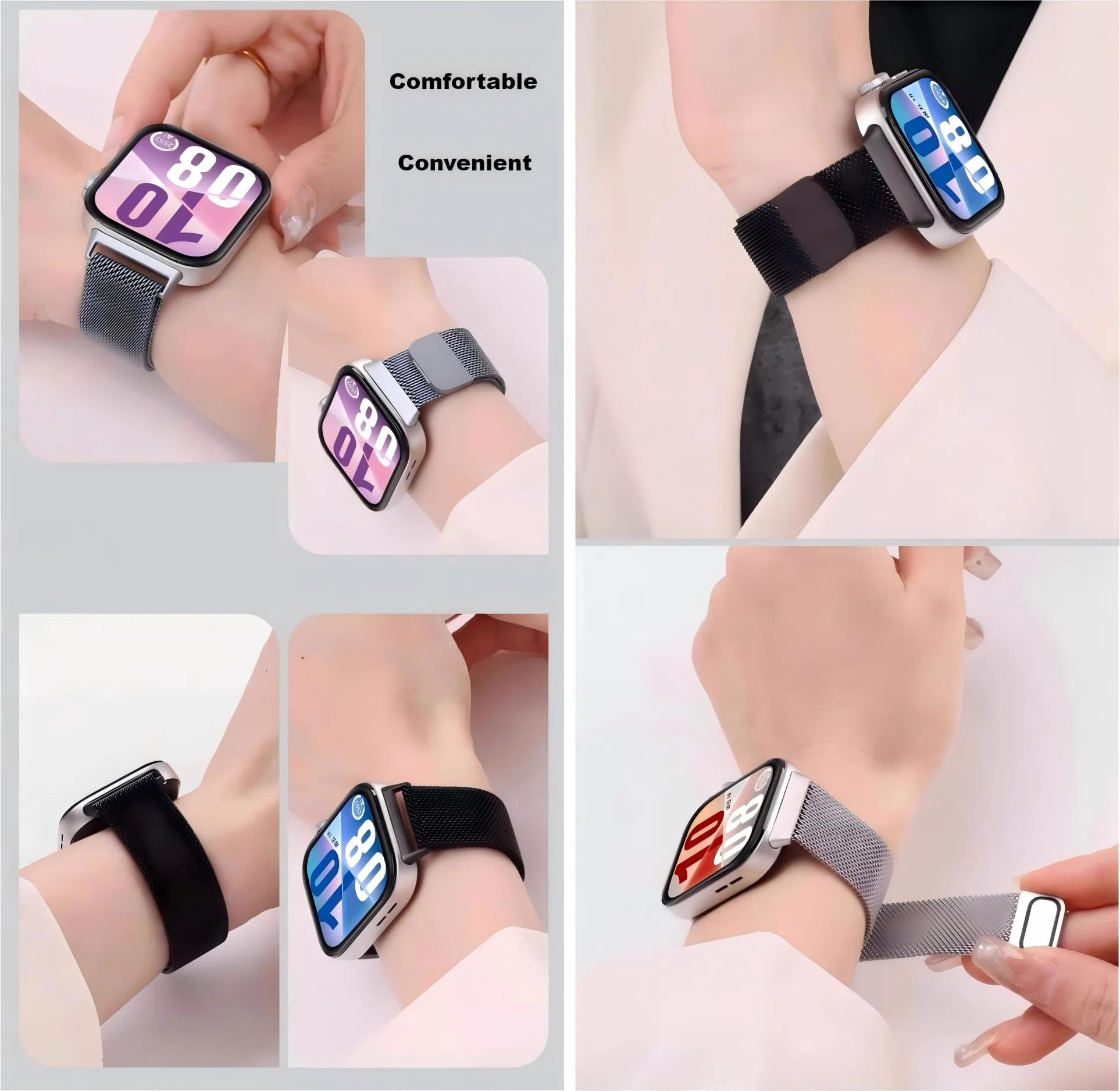 Bransoletka zastępcza, kompatybilna z Huawei Watch Fit 3/Watch Fit 4/Fit4 Pro, zapięcie magnetyczne, regulowana metalowa bransoletka dla kobiet i mężczyzn
