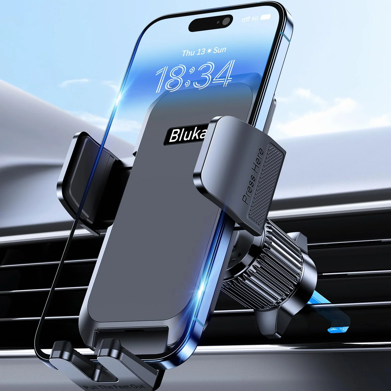 Blukar Wsparcie Mobile Samochód, Wsparcie Telefon Powietrza Samochodu Wentylacja z 2023 Upgraded Klip Stabilny&360° Obrót, Zwolnienie Jeden Przycisk Uchwyt Mobile Samochodu dla Smartphone/GPS