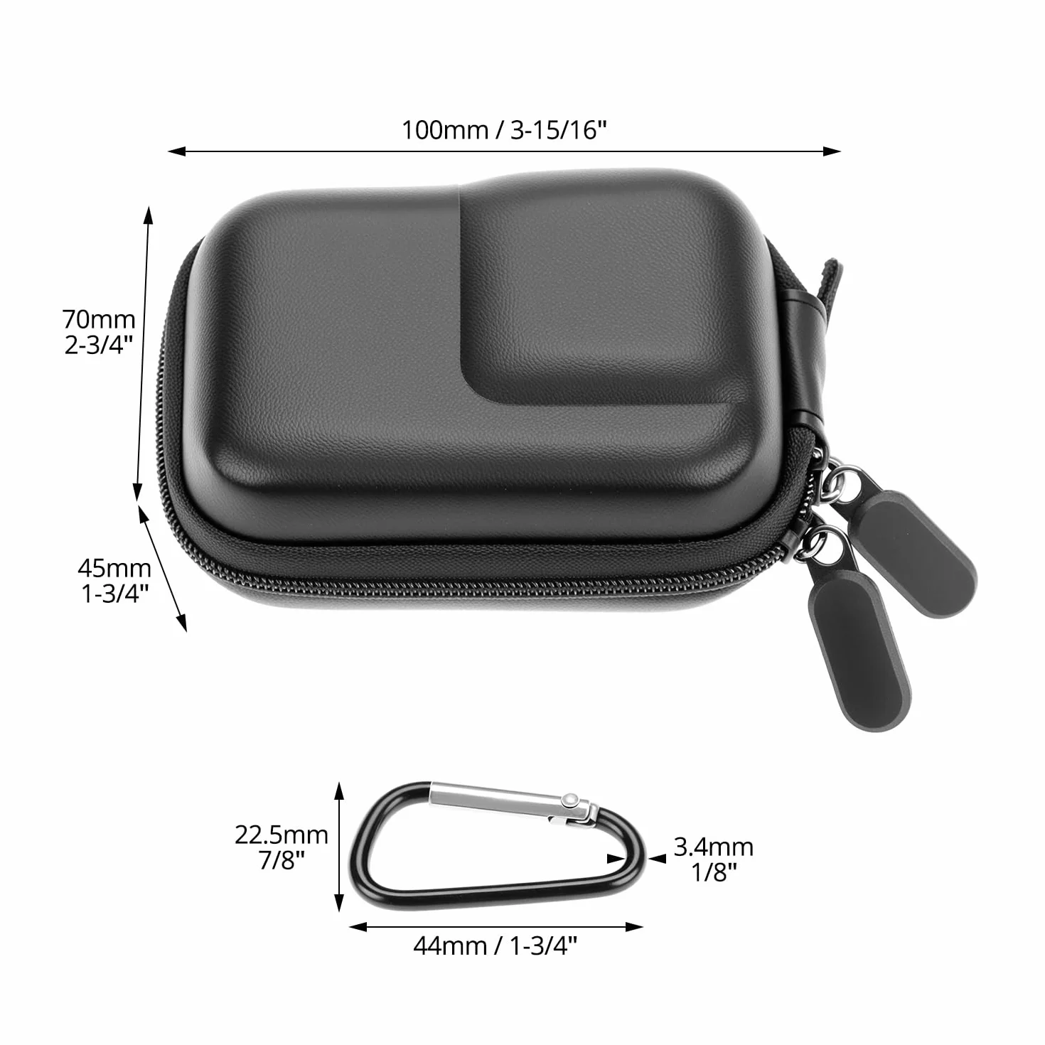 QWORK® Torba na mini kamerę, czarna torba do noszenia kamery, kompatybilna z DJI Action 5 Pro, Action 4, Action 3