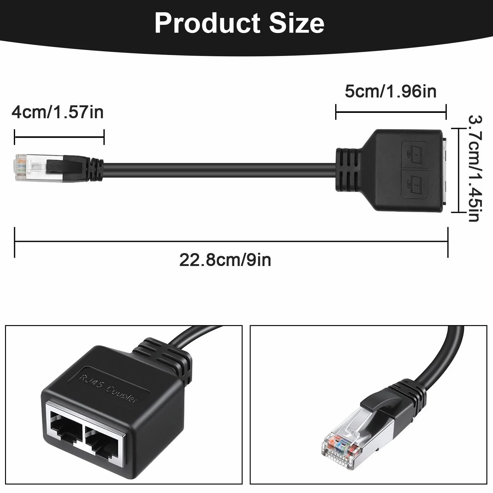 Adapter rozgałęźnika RJ45 1 na 2 Ethernet do domowego biura