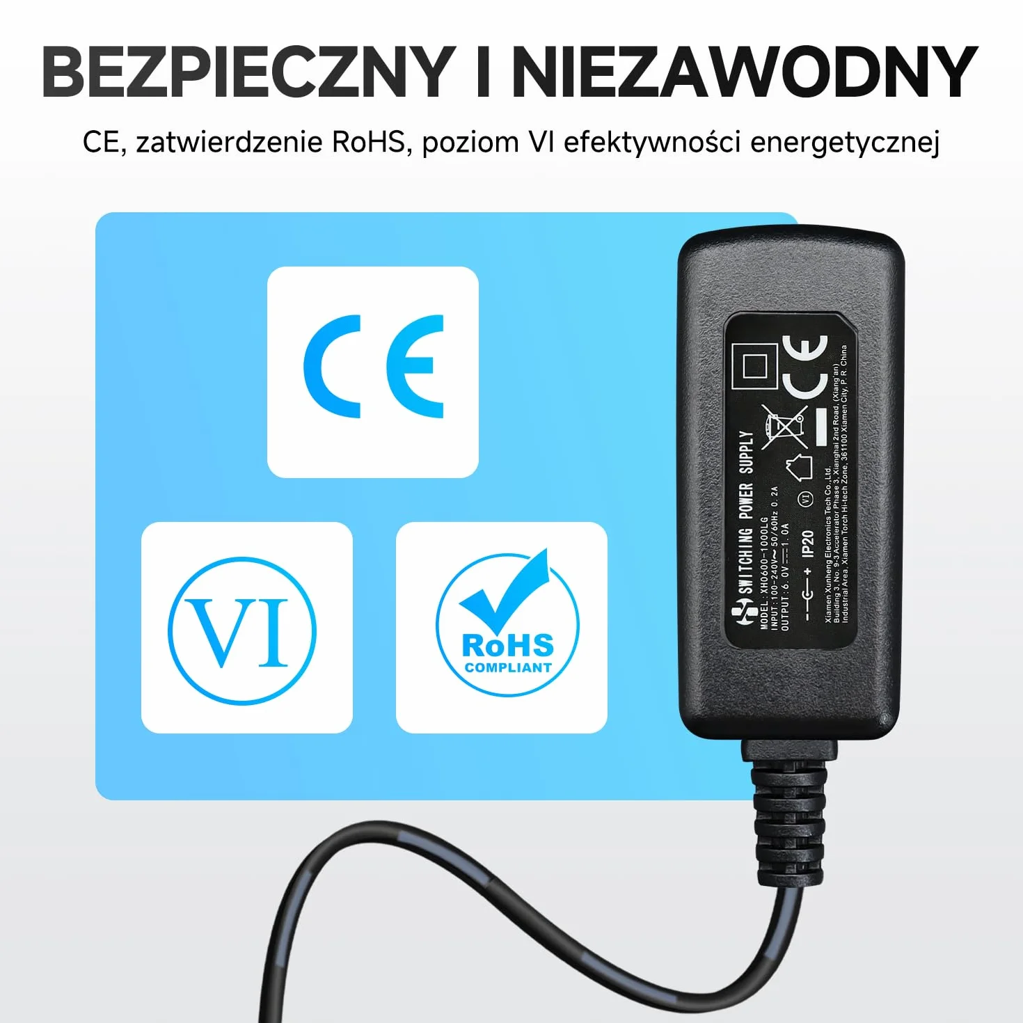 Zasilacz 6 V 1 A/1000 mA o długości 1,8 m, AC 100–240 V do DC 6 V 1 A 6 W, zasilacz do ciśnieniomierzy, wag elektronicznych i innych urządzeń, certyfikat CE