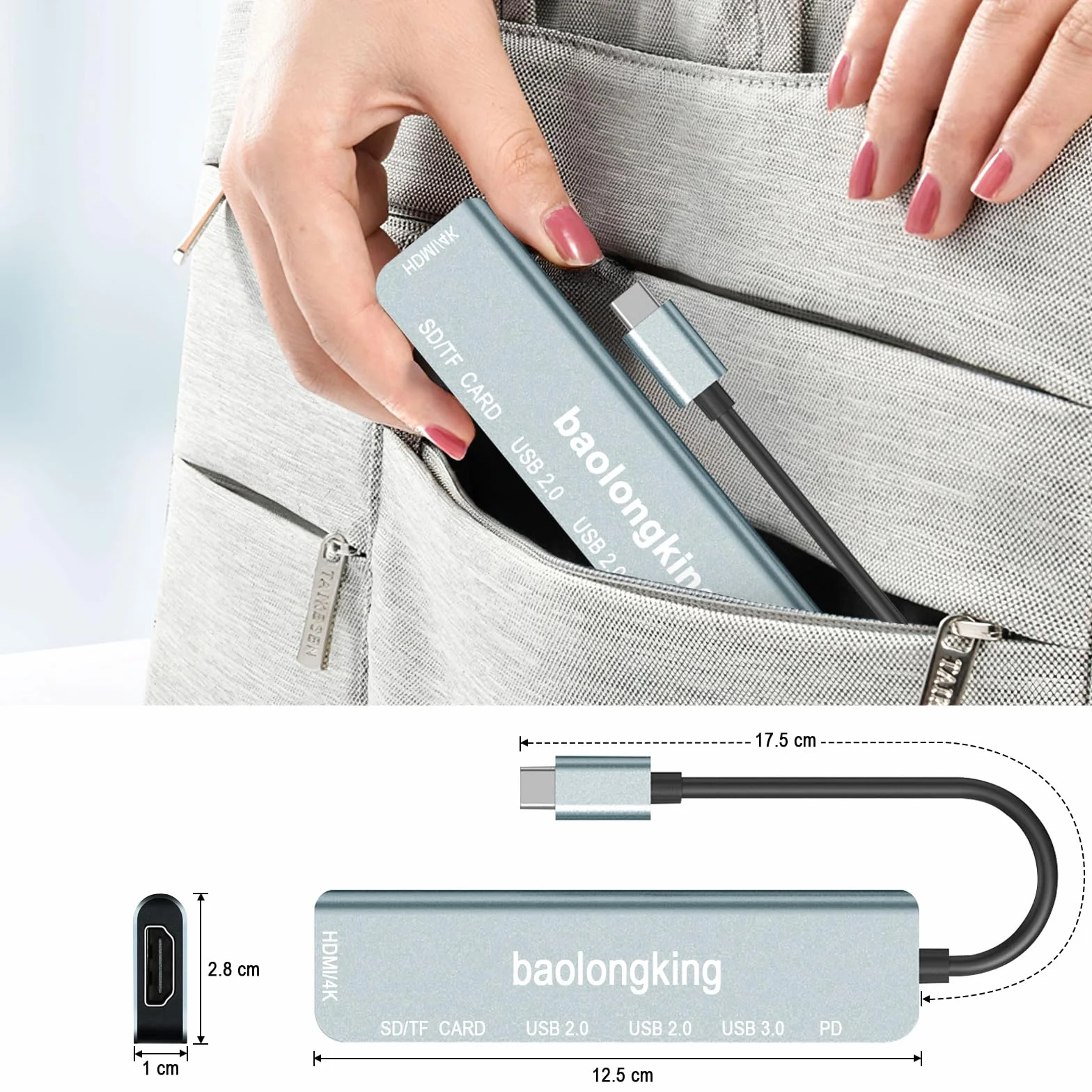 Hub USB-C 7 w 1 100W PD HDMI 4K USB-A karty SD TF do MacBooka Air Pro iPada Chromebooka