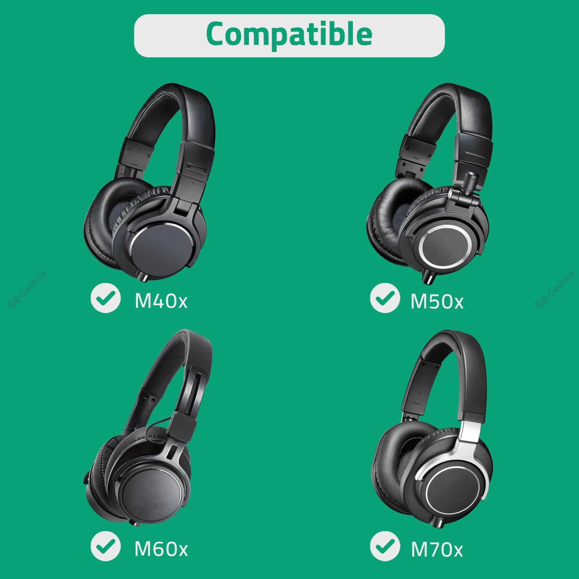 Geekria kabel audio kompatybilny z ATH-M50x ENSO/M50x/M40x/M60x/M40/M70x 2,5 mm na 3,5 mm pleciony nylonowy stereo 1,2 m