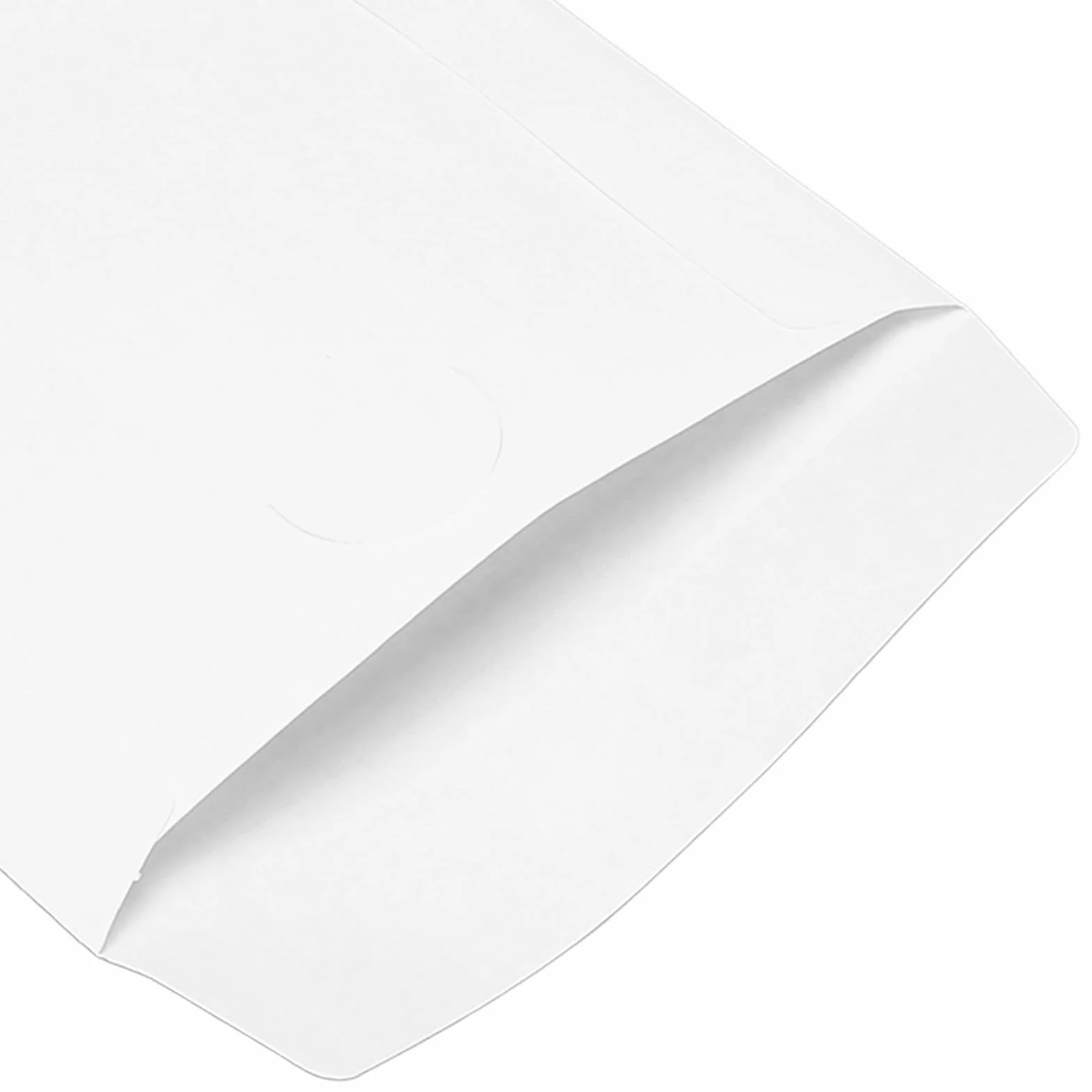 100 Pack Gruby Biały Papier CD DVD Koperta z Wycięciem w Oknie i klapką, Pyłoszczelne Rękawy Wielokrotnego Użytku na Płyty 8 Cm