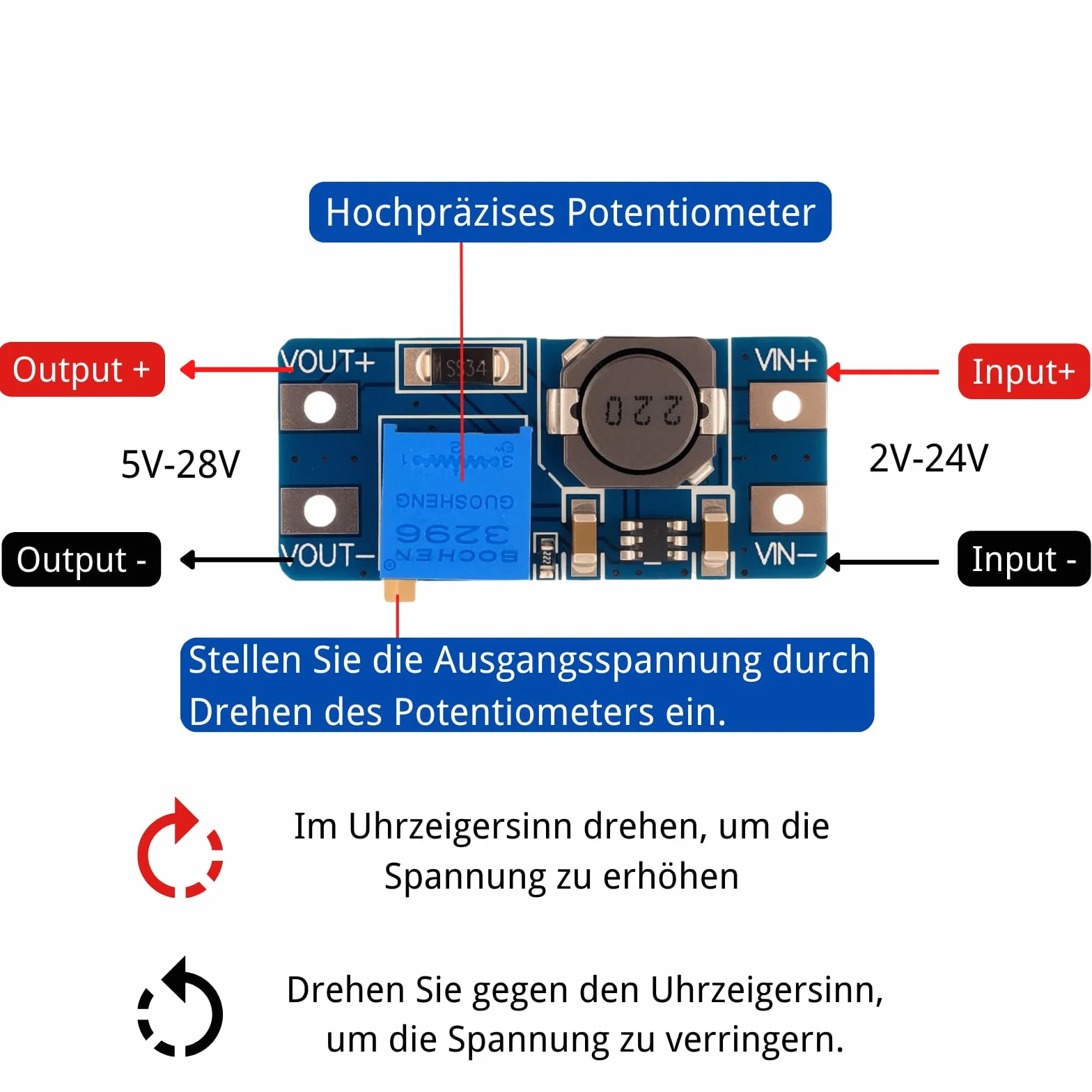 Przetwornica napięcia DC-DC Step Up Boost Converter 2-24V do 5-28V LAOMAO Power Module kompatybilny z Arduino zestaw 10