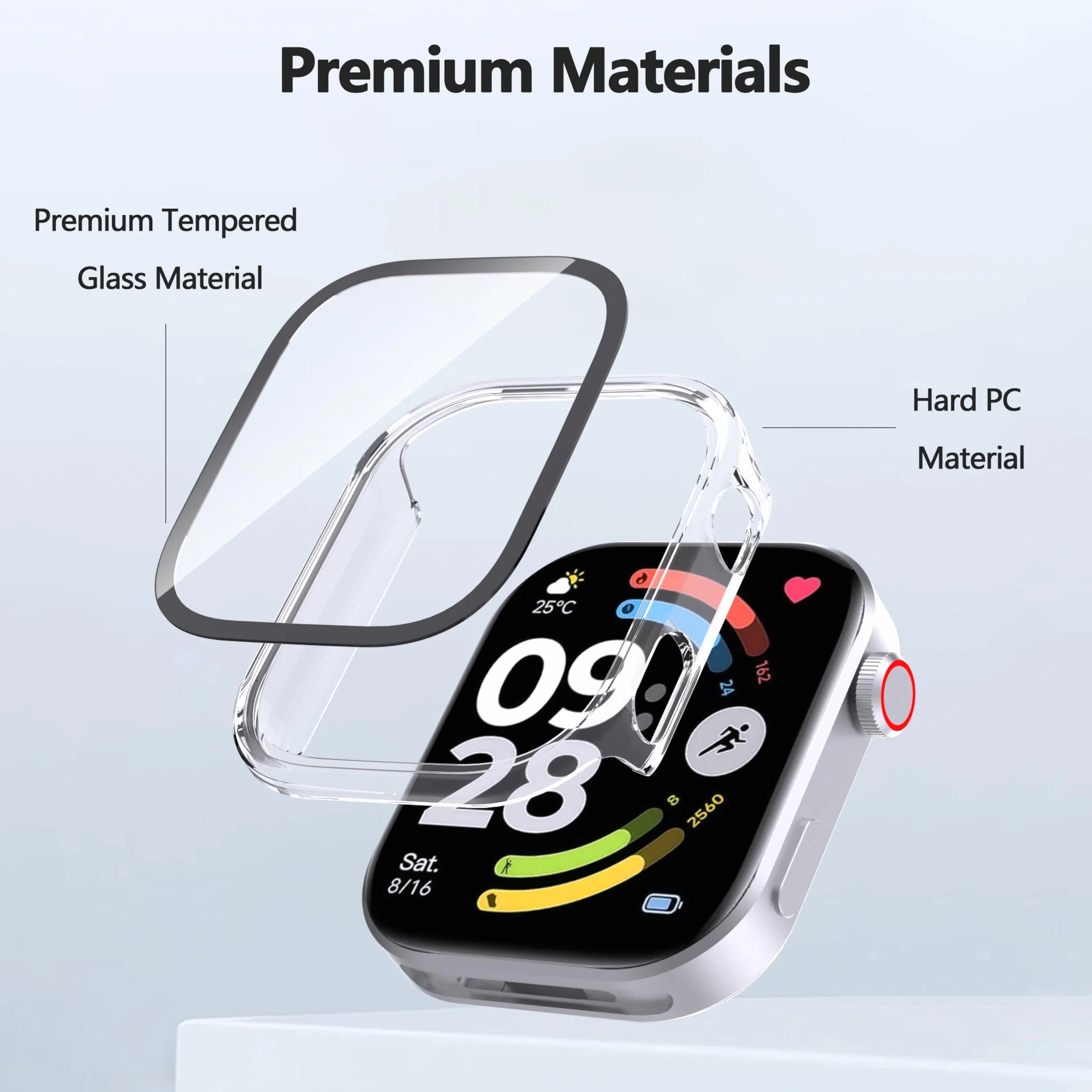 WFTE Etui do Redmi Watch 6 z osłoną ekranu ze szkła hartowanego, odporne na upadki, odporne na zarysowania, cienkie, twarde etui ochronne na cały korpus, odporne na wstrząsy i antypoślizgowe etui na