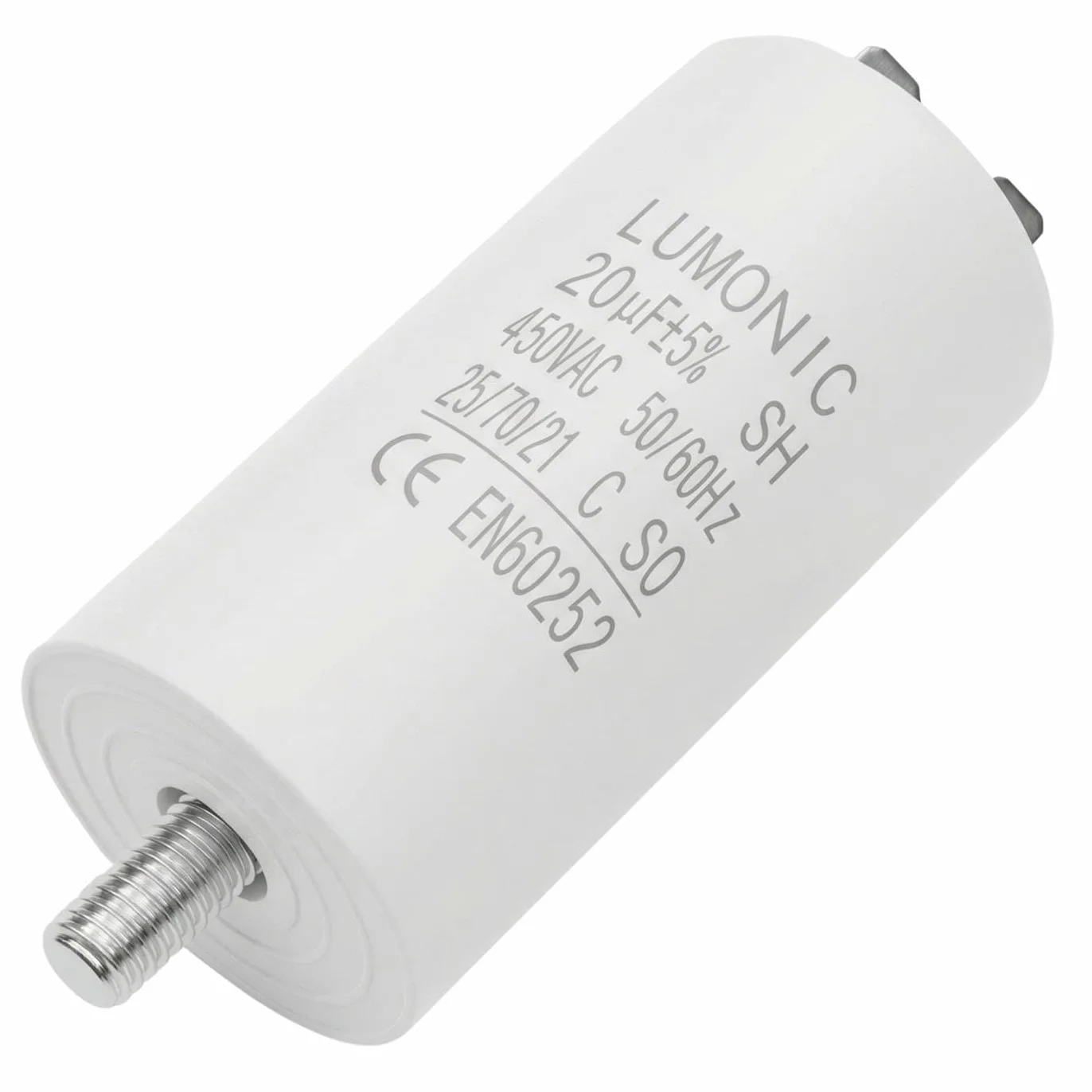 Lumonic Kondensator rozruchowy 20µF 450V | z WtyczkaX I 38x75mm I 20uF I Kondensator silnikowy z plastikowa obudowa I Kondensator operacyjny I do pomp, kosiarek, narzedzi