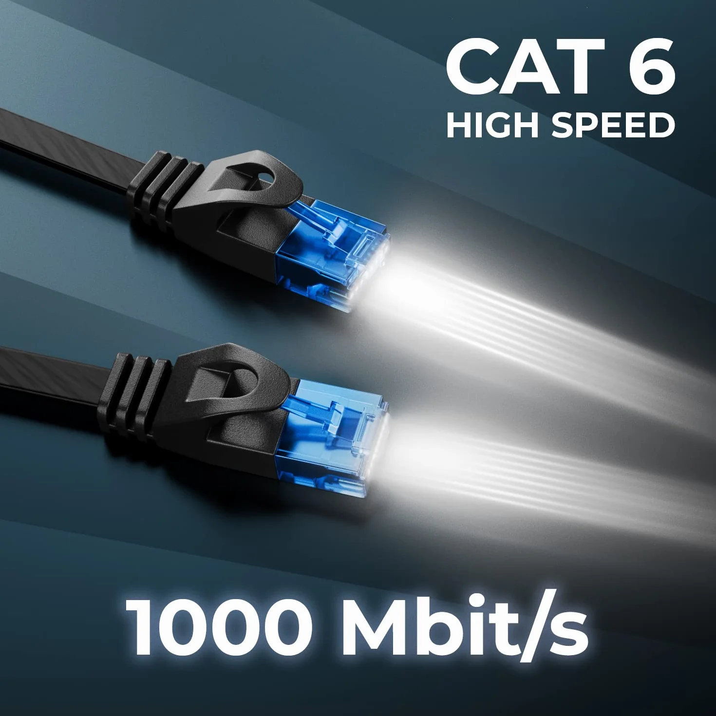 deleyCON 10x 0,25m CAT6 Płaski Kabel Sieciowy 1000 Mbit Gigabit LAN - Cat 6 RJ45 Ethernet Patchkabel Cienki Przewód Instalacyjny Płaski - do Internet Switch Router Modem Patchpanel - Czarny