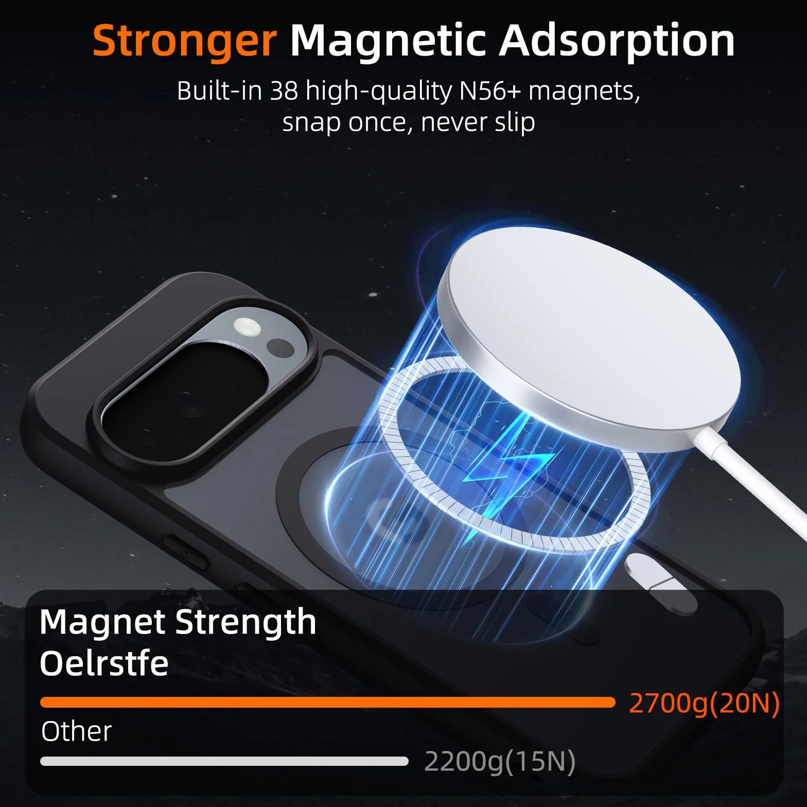 Etui magnetyczne do Google Pixel 10/10 Pro, kompatybilne z MagSafe, półprzezroczyste matowe, z 2 szkłami hartowanymi, odporne na wstrząsy