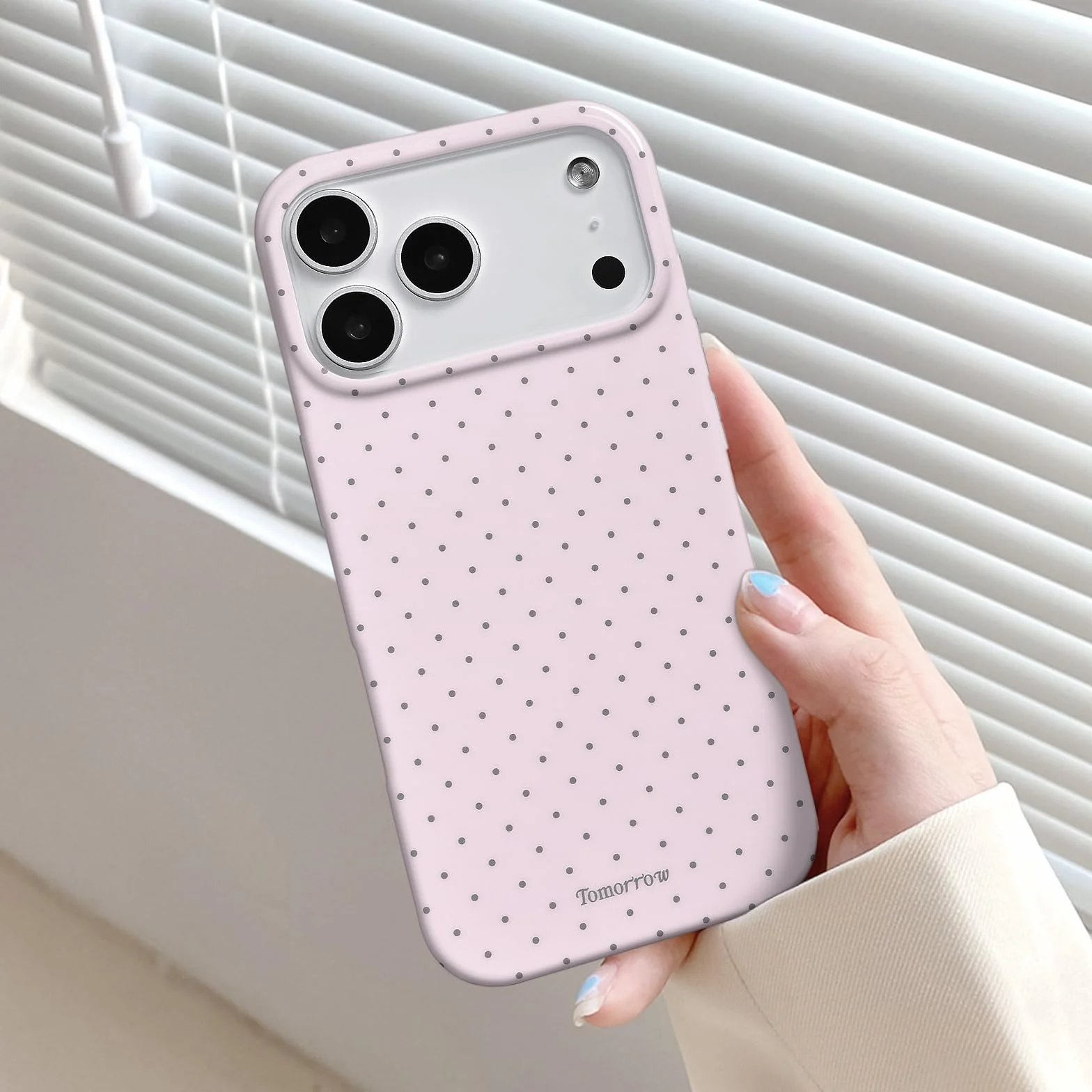 Etui na iPhone 17 Pro Max TPU różowe z wzorem w kropki