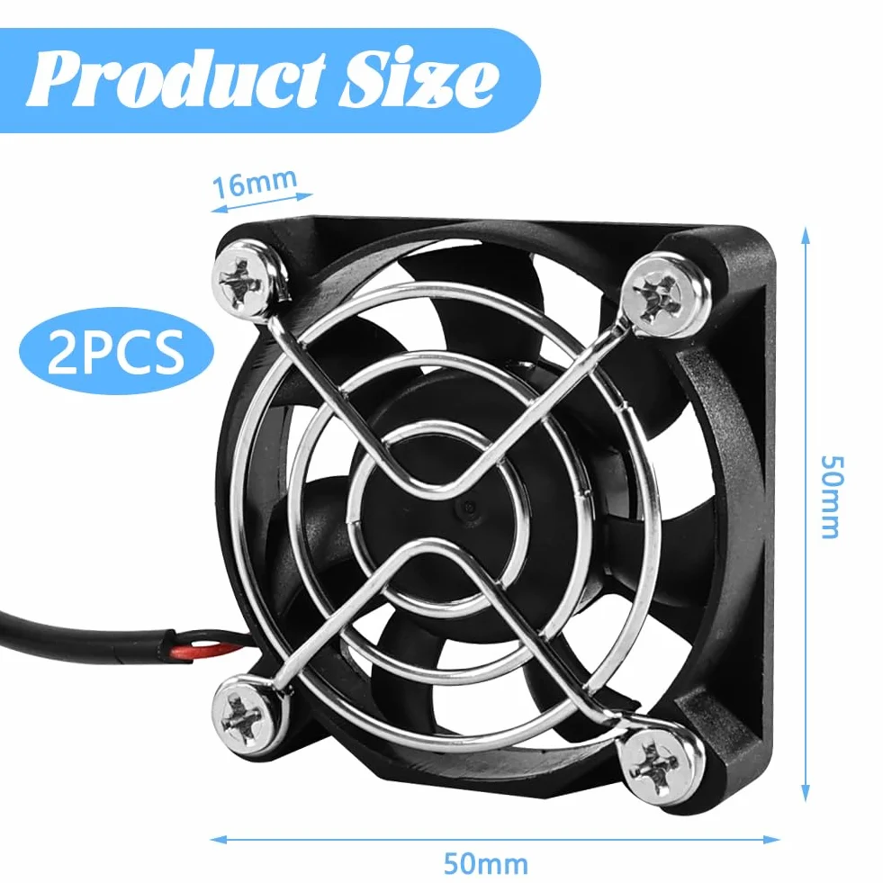 2 sztuki bezszczotkowych wentylatorów USB 50 mm 5 V PC wentylator USB 5010 50 x 50 x 10 mm, mini wentylator do komputera Makerbot do PC CPU, obudowa komputera, drukarka 3D