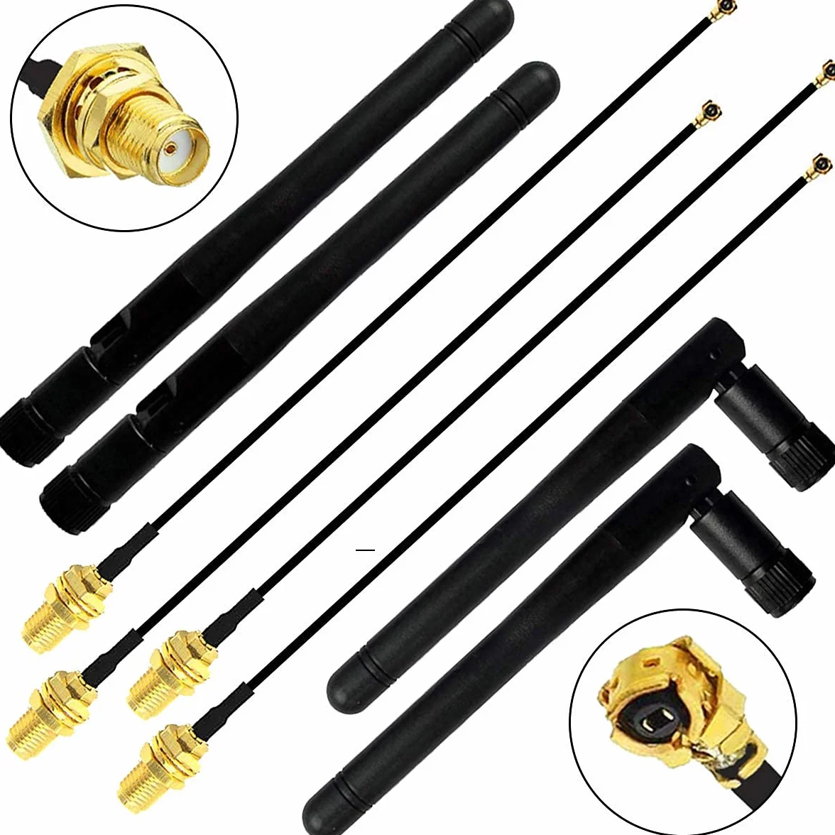 Antena WiFi Pigtail SMA męski kabel przedłużający U.FL IPEX IPX MHF MHF2 żeński 3dBi 2,4 GHz do routera