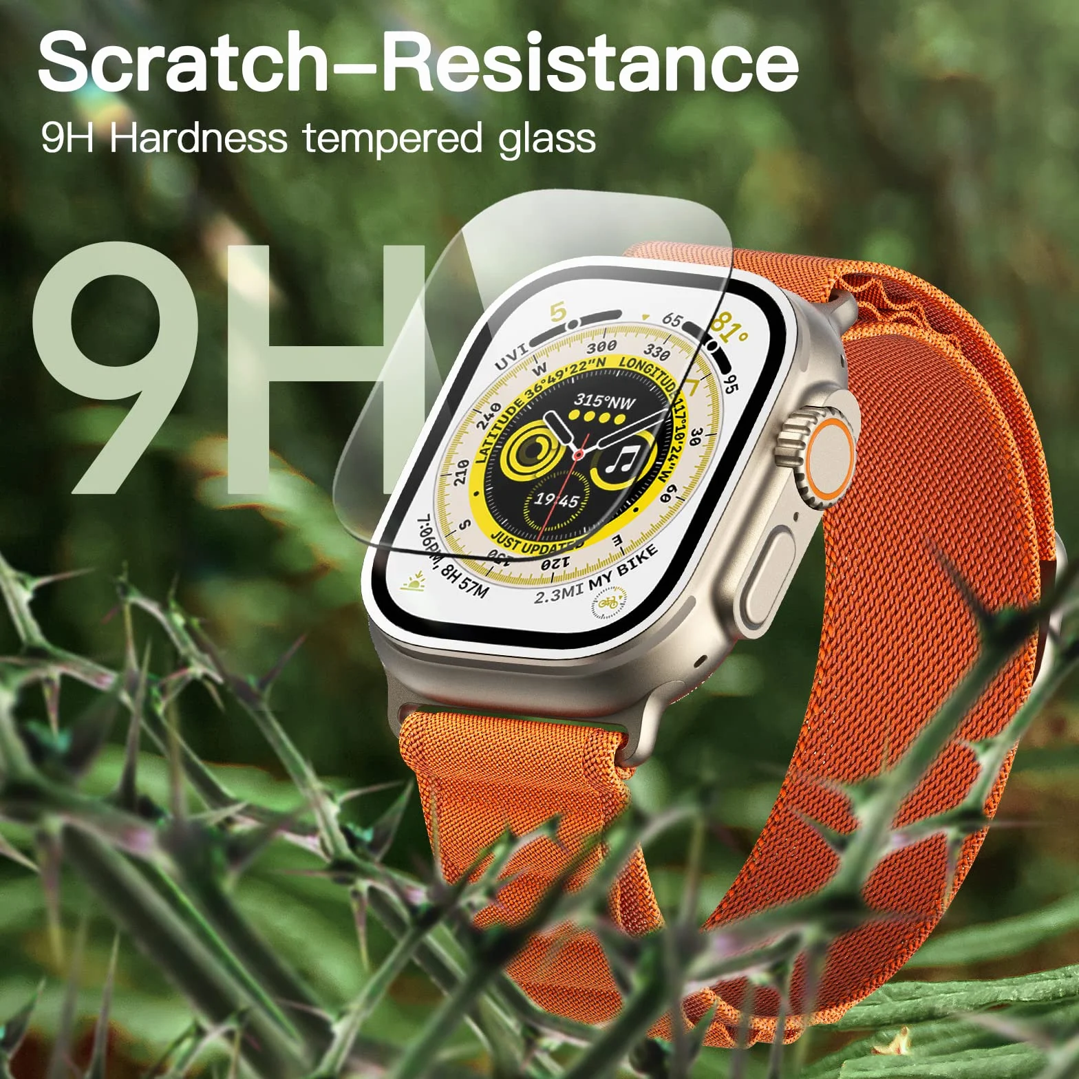 JETech Ochraniacz Ekranu dla Apple Watch Ultra 3/2/1 49mm, Screen Protector Folia Szkło Hartowane Film, HD Wyczyść, 3 Sztuki