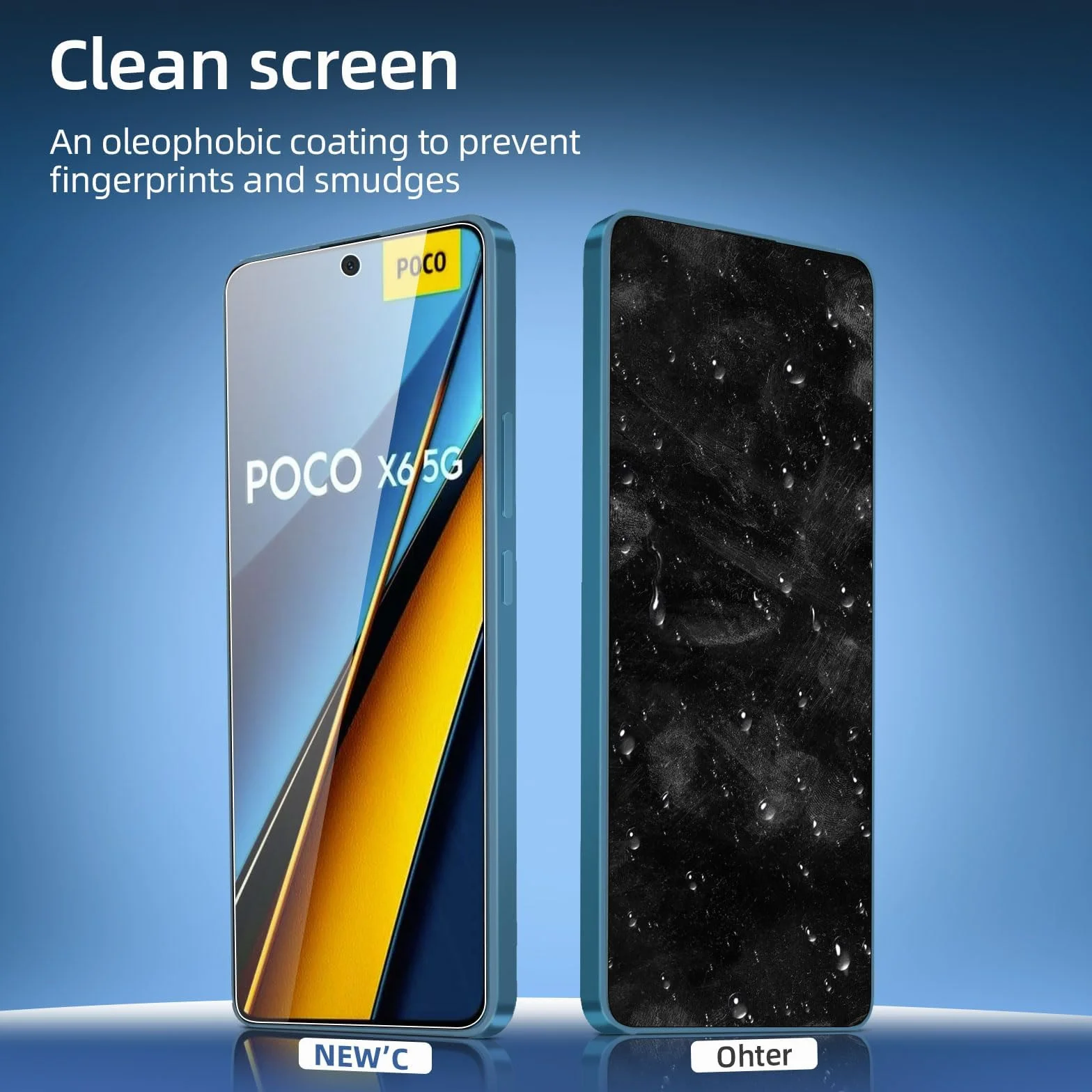 NEW'C 3 Sztuki Szkło dla Xiaomi Poco X6 5G, X6 Pro 5G Hartowane i Folia Ochronna Ochraniacz Ekranu - Bez pęcherzyków powietrza, odporność na zarysowania
