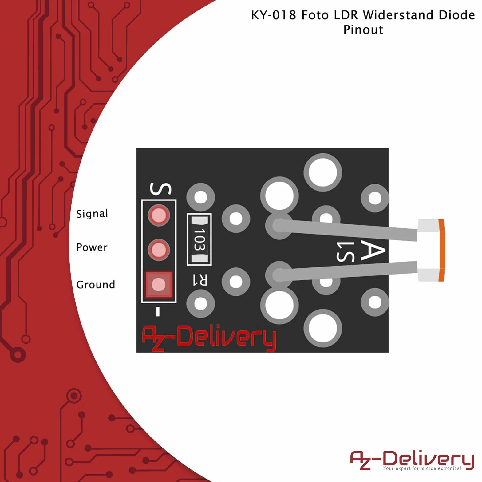 AZDelivery 3 x KY-018 Photo LDR Resistor Diode Photo Resistor czujnik kompatybilny z Arduino i Raspberry Pi, w tym eBook!