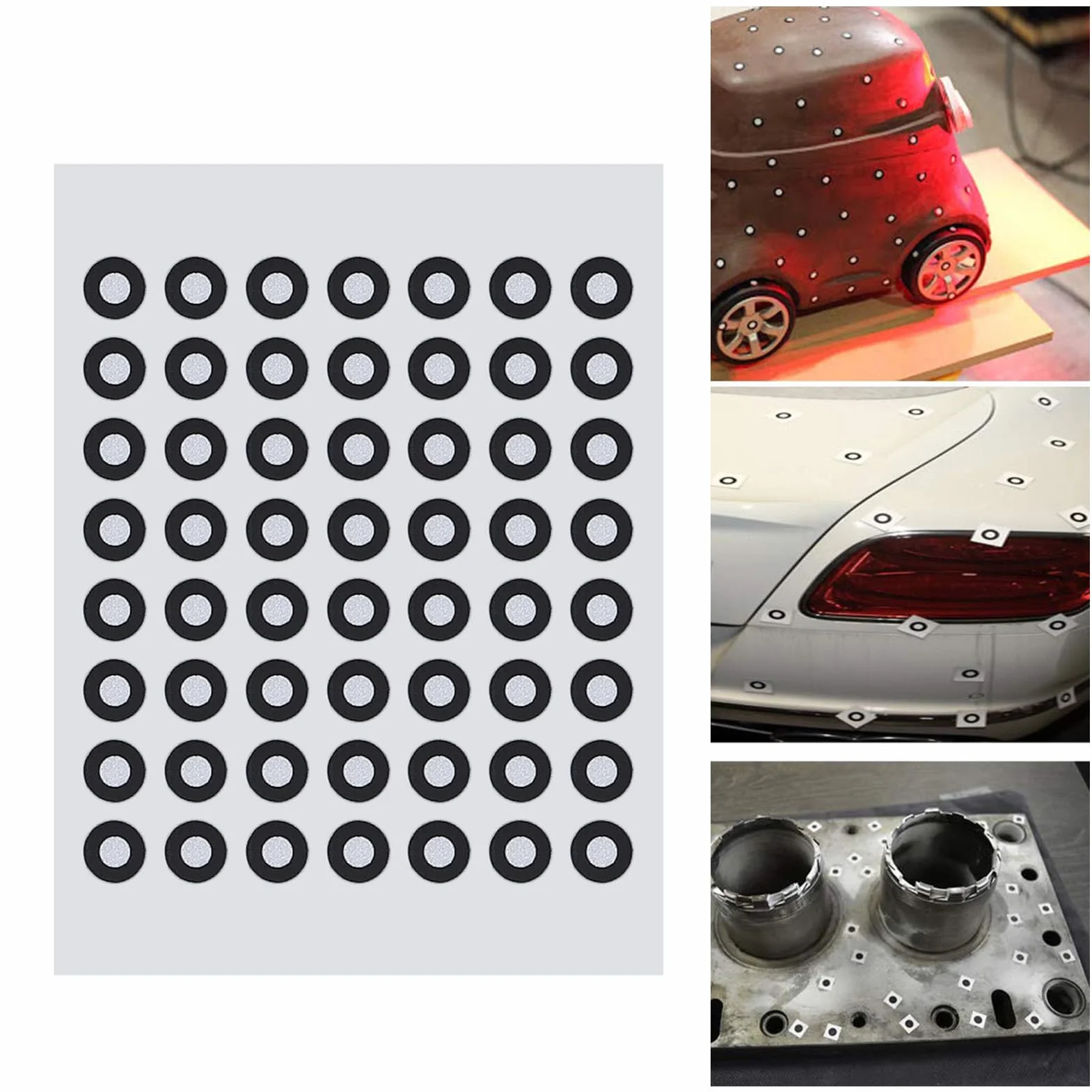 10 Arkuszy 560 szt. Markery do Skanowania 3D Kropki, Znaczniki Odblaskowe 3mm do Skanera 3D, Znaczniki Odbicia Rozproszonego do Inżynierii Odwrotnej