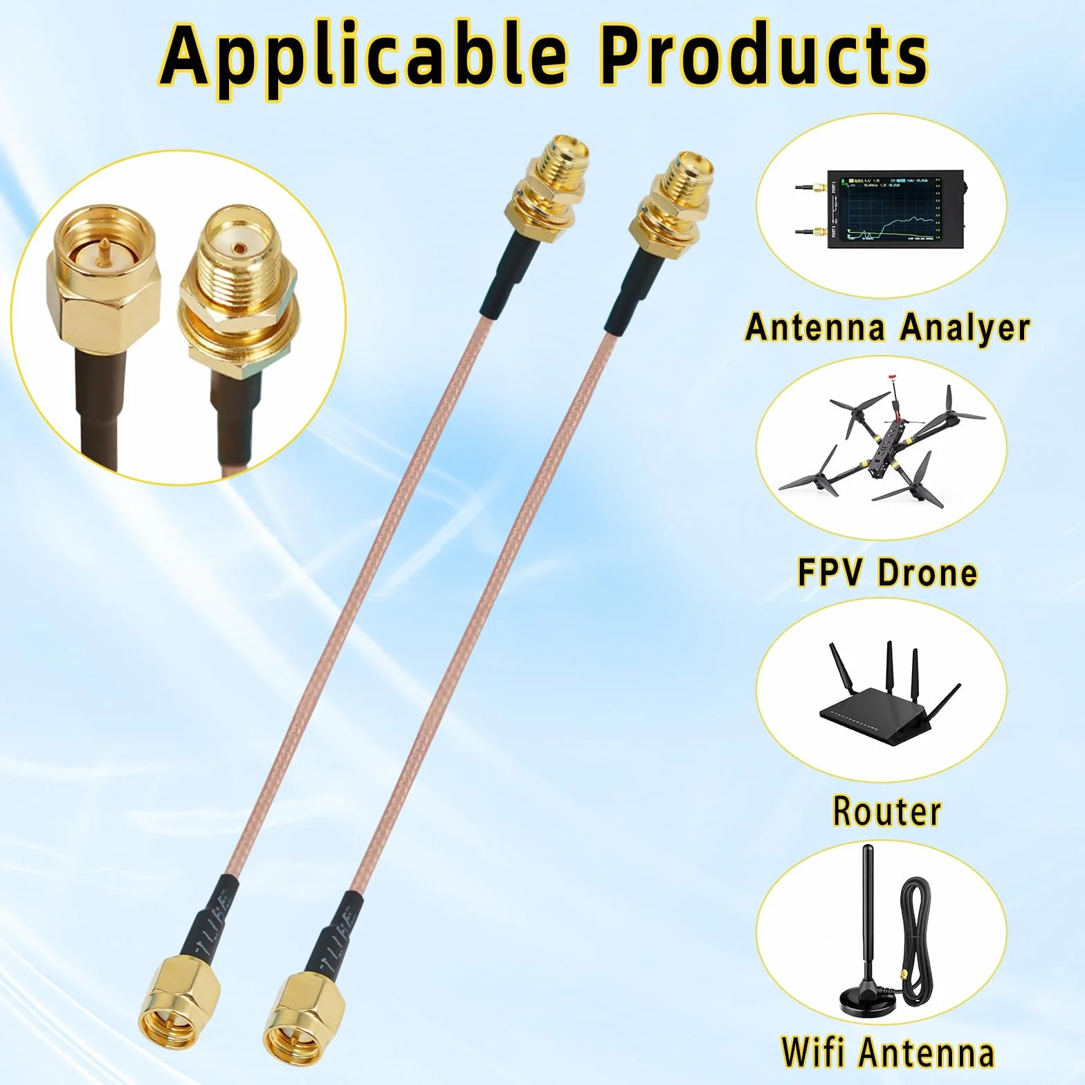 RG316 SMA kabel koncentryczny 15 cm (6 cali) SMA wtyczka do gniazda Jumper