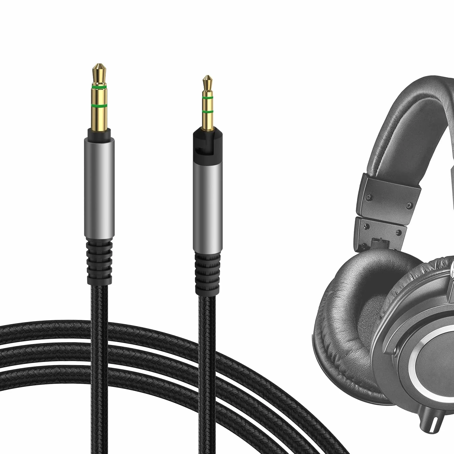 Geekria kabel audio kompatybilny z ATH-M50x ENSO/M50x/M40x/M60x/M40/M70x 2,5 mm na 3,5 mm pleciony nylonowy stereo 1,2 m