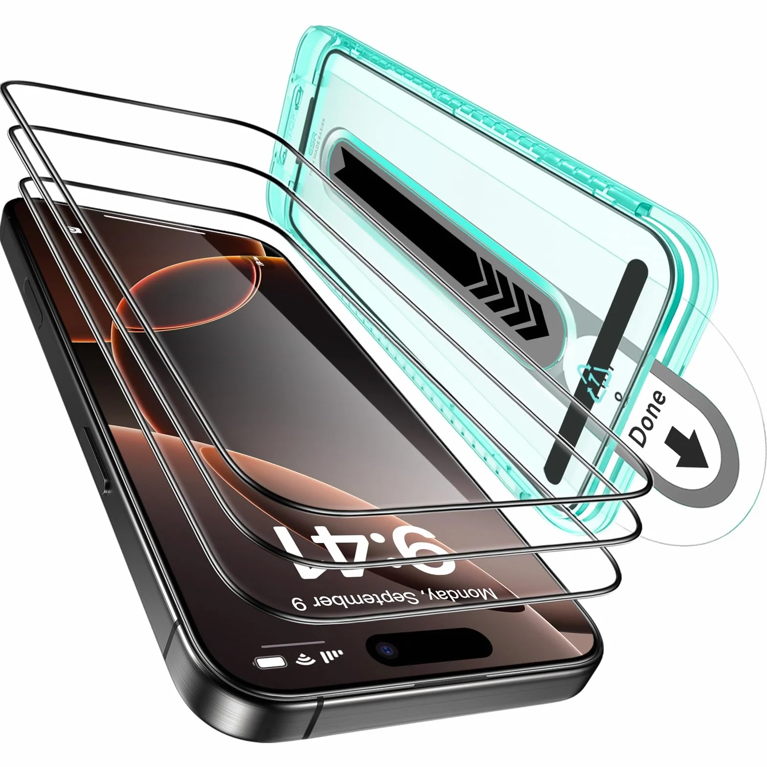 ESR 3-pak dla iPhone'a 16 Pro, twardość 9H, nietłukąca się folia ze szkła hartowanego z nieskazitelnym dopasowaniem