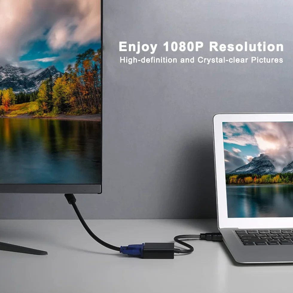 Adapter HDMI na VGA (męski na żeński) do komputera, komputera stacjonarnego, laptopa, komputera, monitora, projektora, HDTV, Chromebooka, Raspberry Pi, Roku, Xbox i innych urządzeń (1