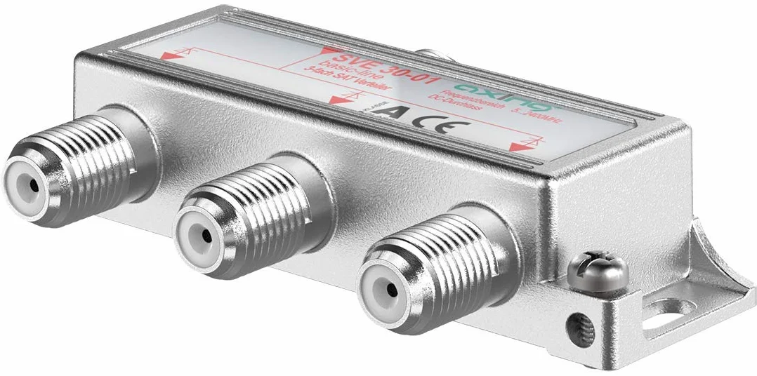 Axing SVE 30-01 potrójny rozdzielacz SAT Unicable DVB-T2 HD 5-2400 MHz klasa A