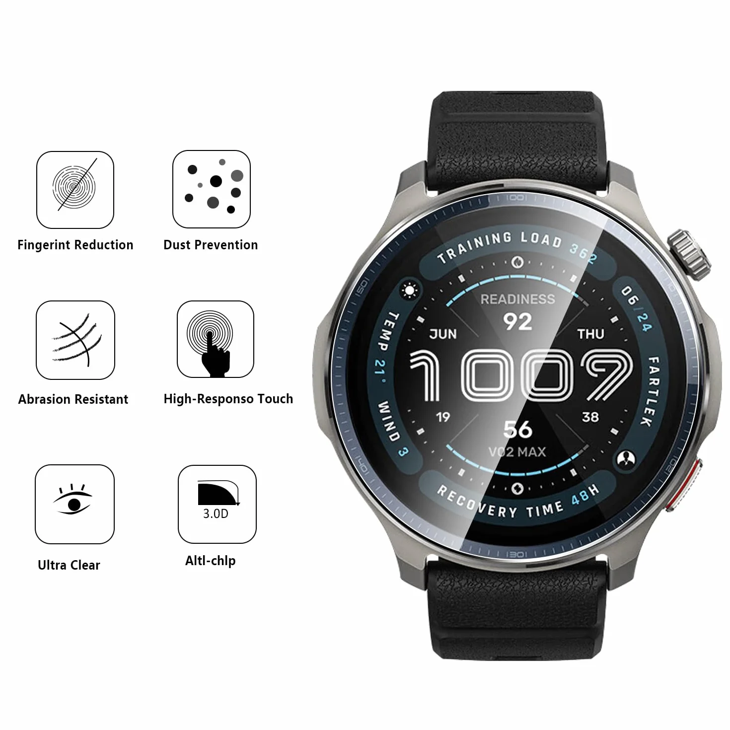 Szkło hartowane do Amazfit Balance 2 47 mm 9H 0,33 mm folia ochronna